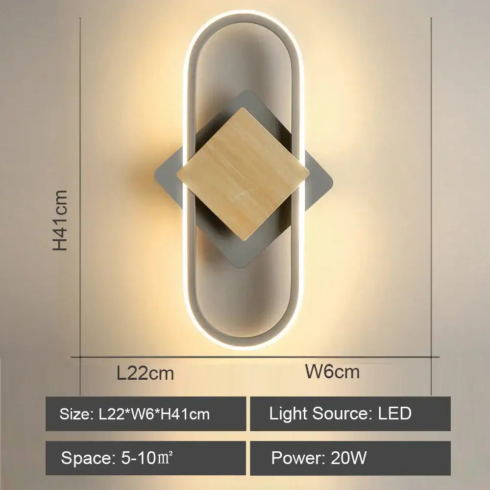 Modern oval wood decorbites led indoor wall light bedroom sconce