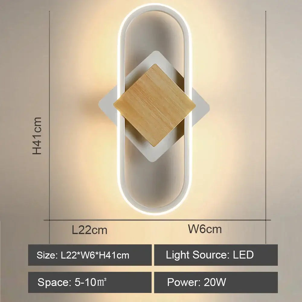 Modern oval wood decorbites led indoor wall light bedroom sconce