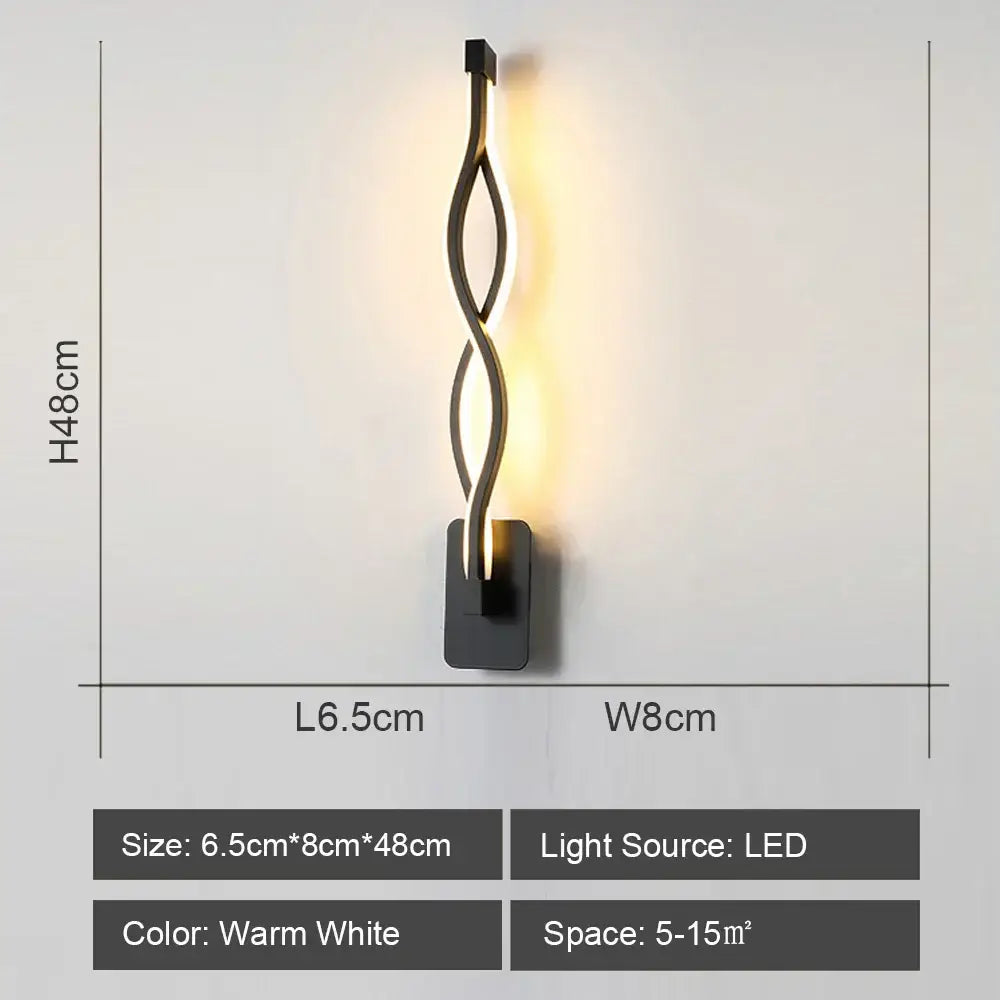 Modern black & white led indoor wall light for bedroom decor