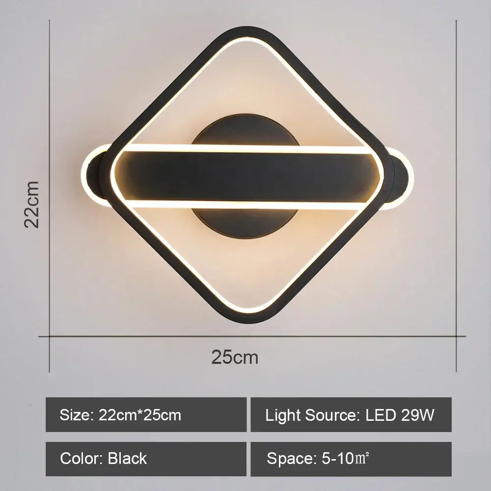 Modern black & white led indoor wall light for bedroom decor