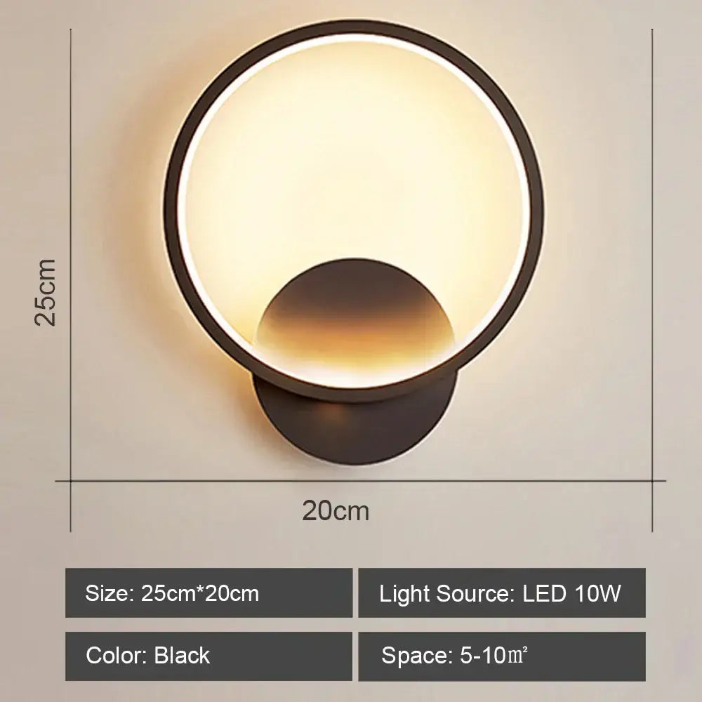 Modern black & white led indoor wall light for bedroom decor