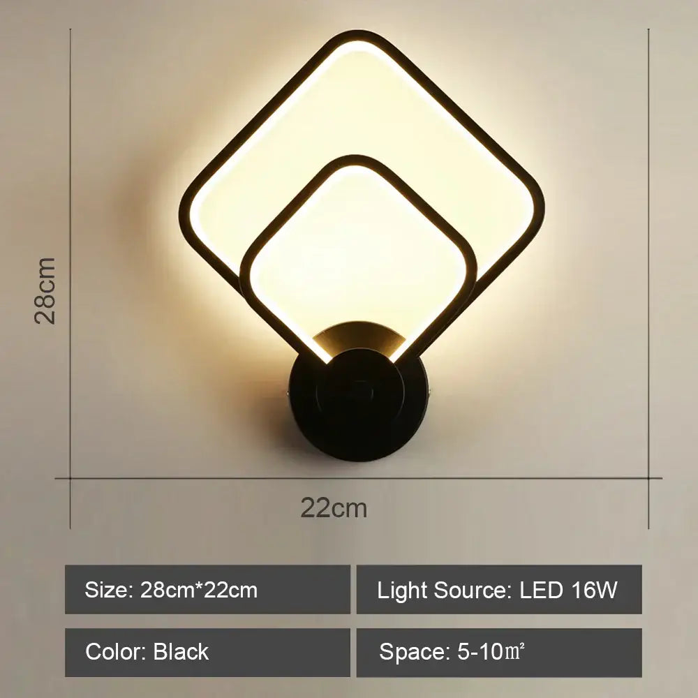 Modern black & white led indoor wall light for bedroom decor