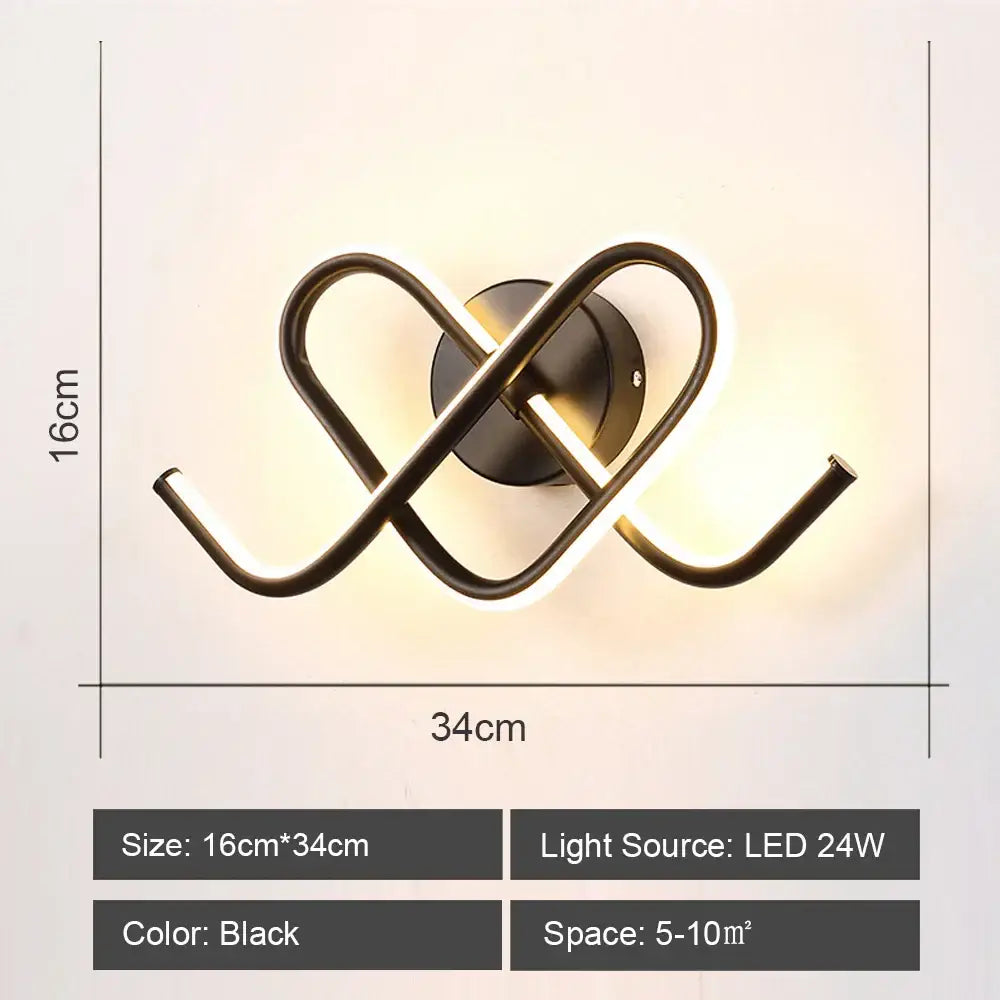 Modern black & white led indoor wall light for bedroom decor