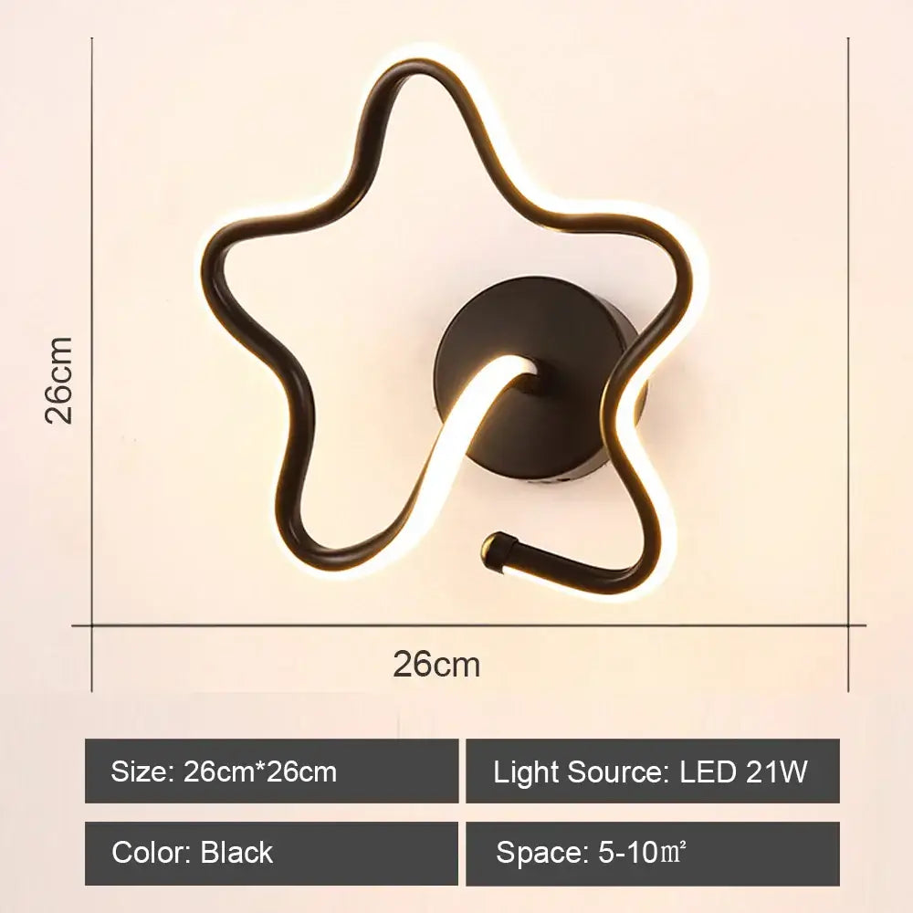 Modern black & white led indoor wall light for bedroom decor