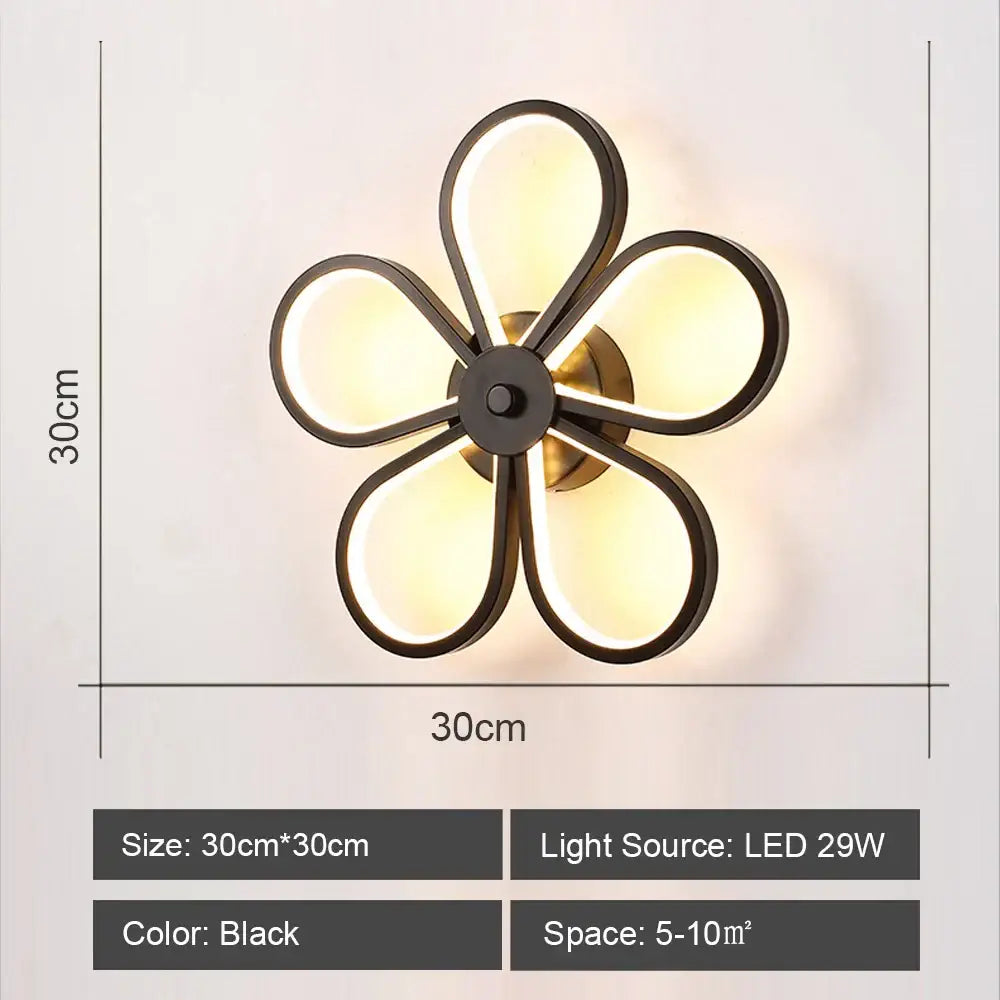 Modern black & white led indoor wall light for bedroom decor