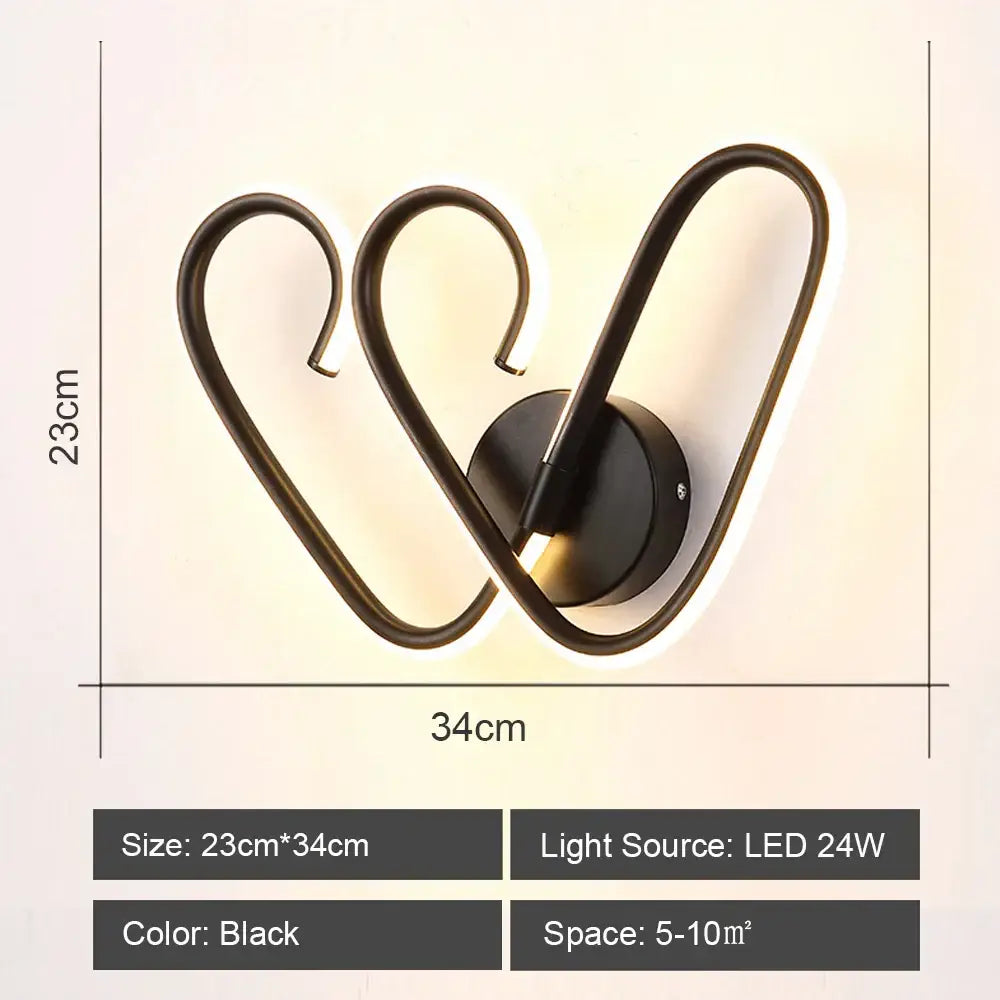 Modern black & white led indoor wall light for bedroom decor