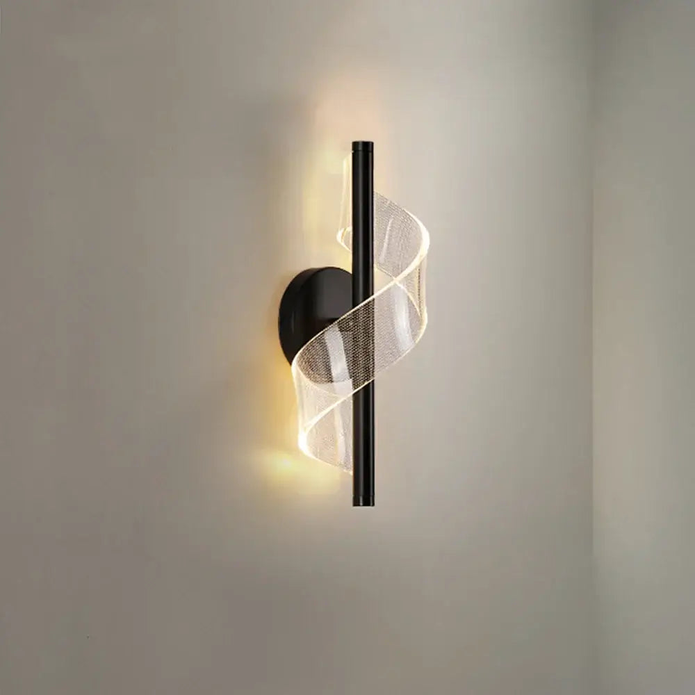 Modern black mesh rod led wall sconce light for living room