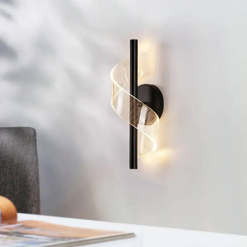 Modern black mesh rod led wall sconce light for living room