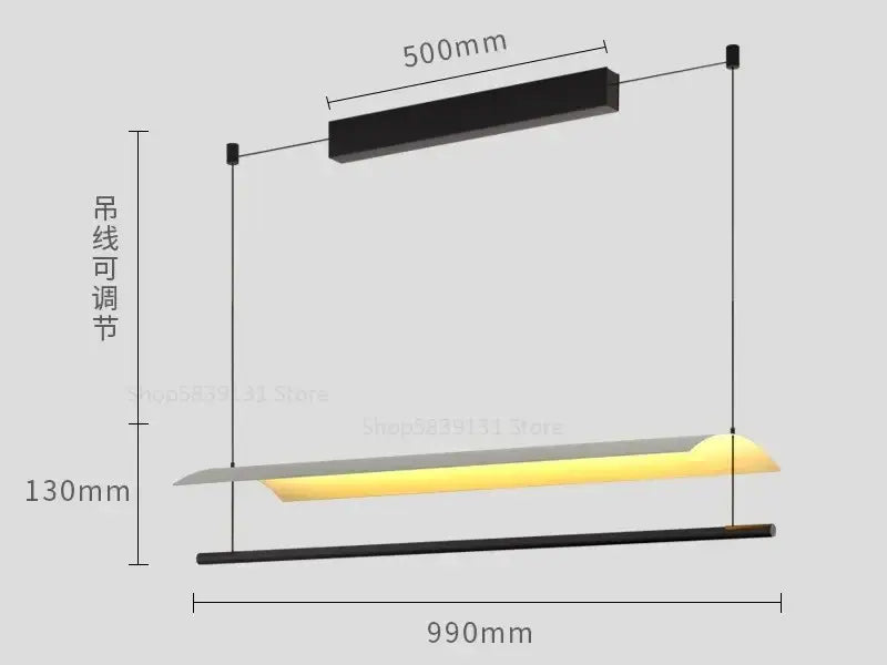 Modern black led iron art chandelier – office minimalist light