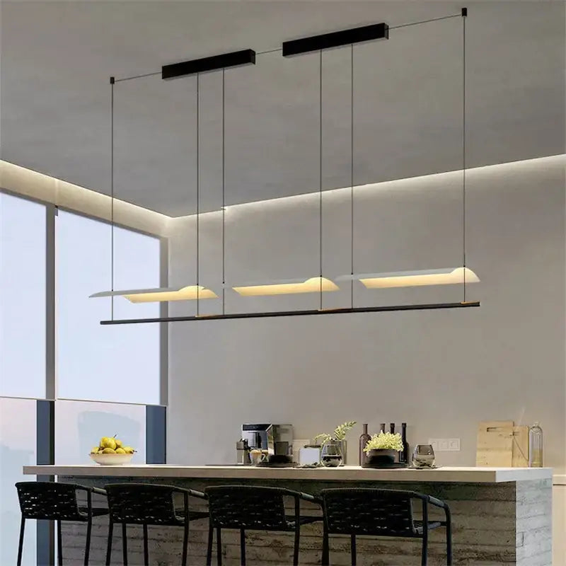 Modern black led iron art chandelier – office minimalist light
