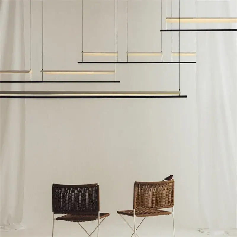 Modern black led iron art chandelier – office minimalist light