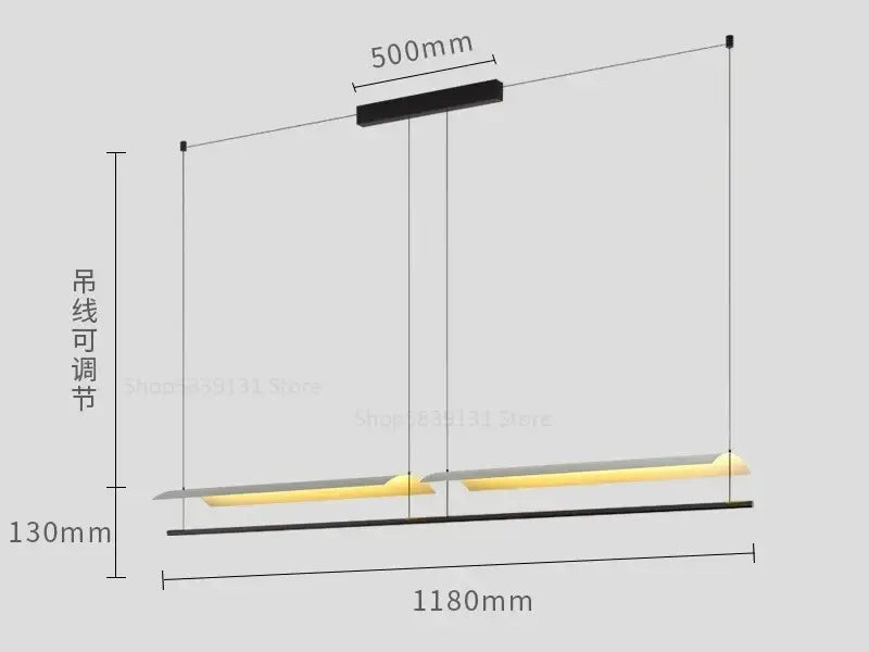 Modern black led iron art chandelier – office minimalist light