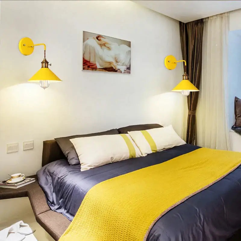 Vintage pastel wall light with brass fixture – bedroom led iron art