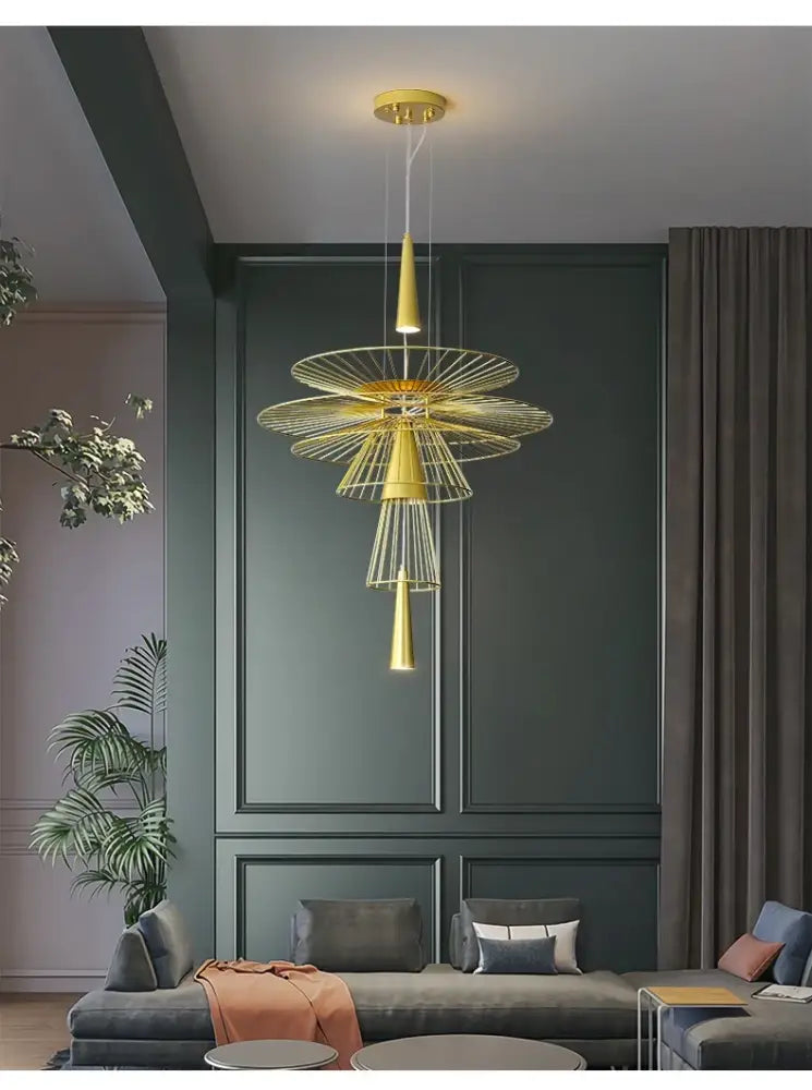 Modern golden flower iron pendant chandelier for dining room