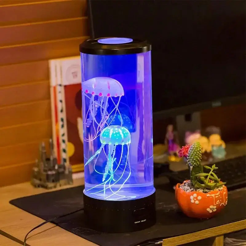 Blue and purple led jellyfish lamp bedroom mood light