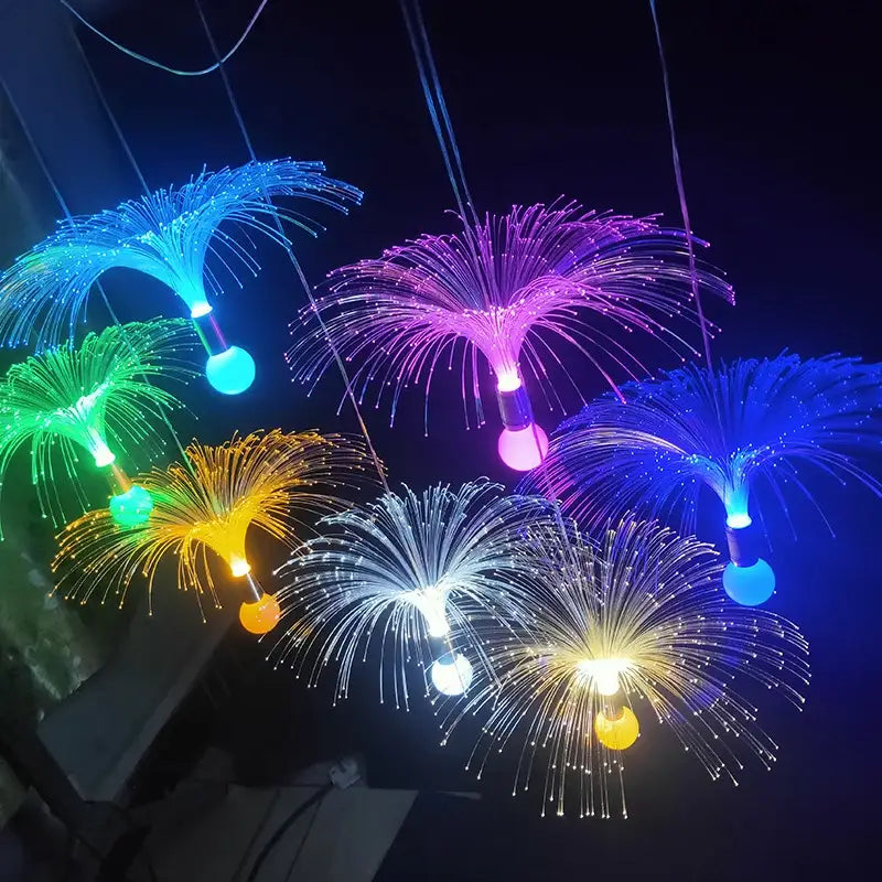 Fiber optic led jellyfish lights blue yellow & white party decor
