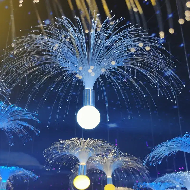 Fiber optic led jellyfish lights blue yellow & white party decor
