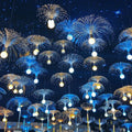 Fiber optic led jellyfish lights blue yellow & white party decor
