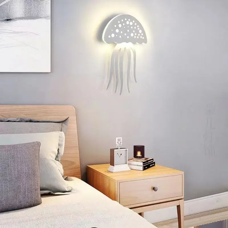 Modern white led jellyfish wall lamp bedroom sconce