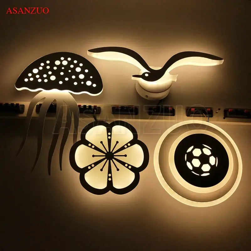 Modern led jellyfish wall sconce set for living room playful designs
