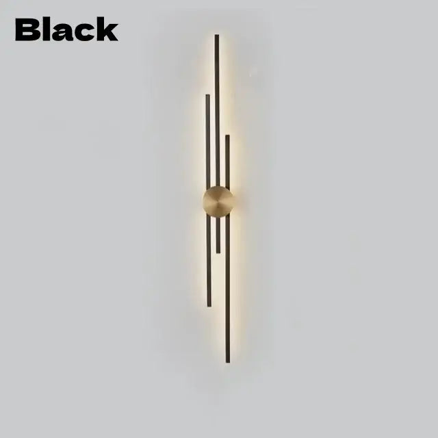 Modern black & gold led long wall lamp living room sconce