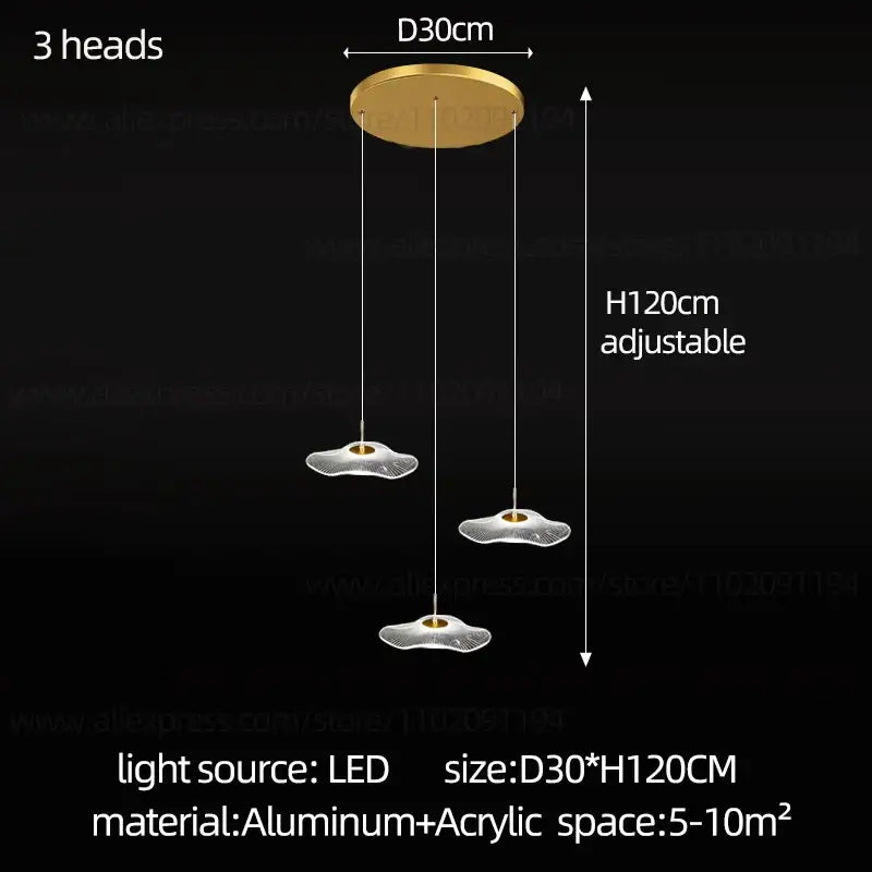 Modern led lotus leaf staircase chandelier for hotel lobby