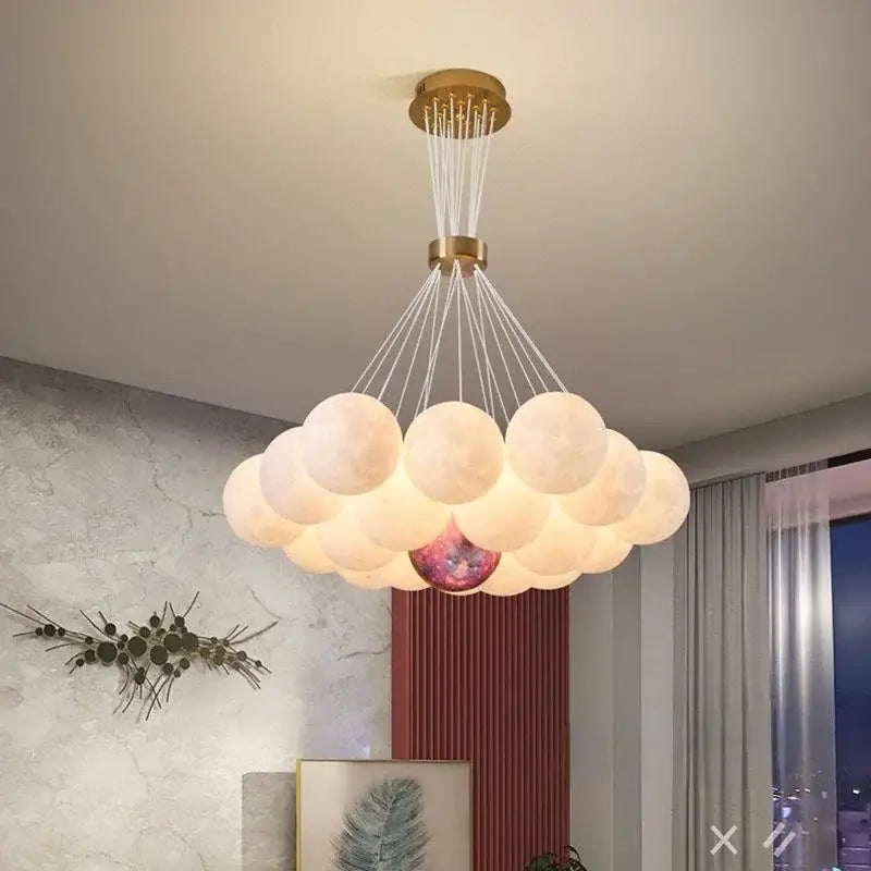 Decorbites led lunar ball cloud chandelier living room light