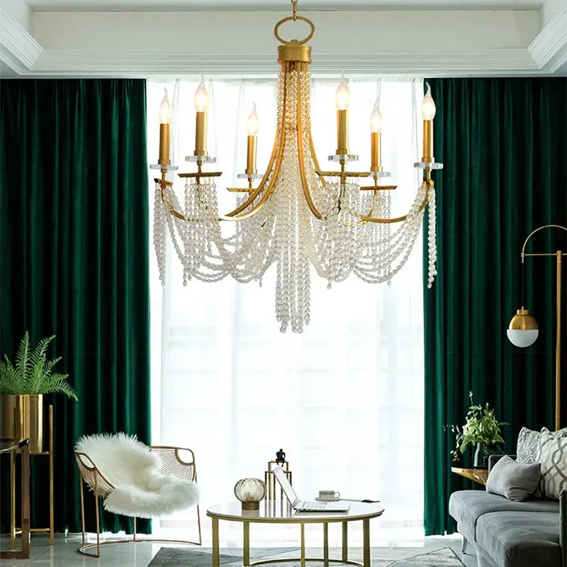 Classical vintage gold led lustres hanging chandelier dining room