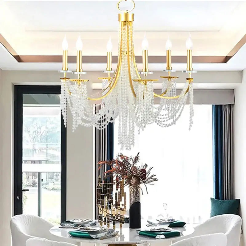 Classical vintage gold led lustres hanging chandelier dining room