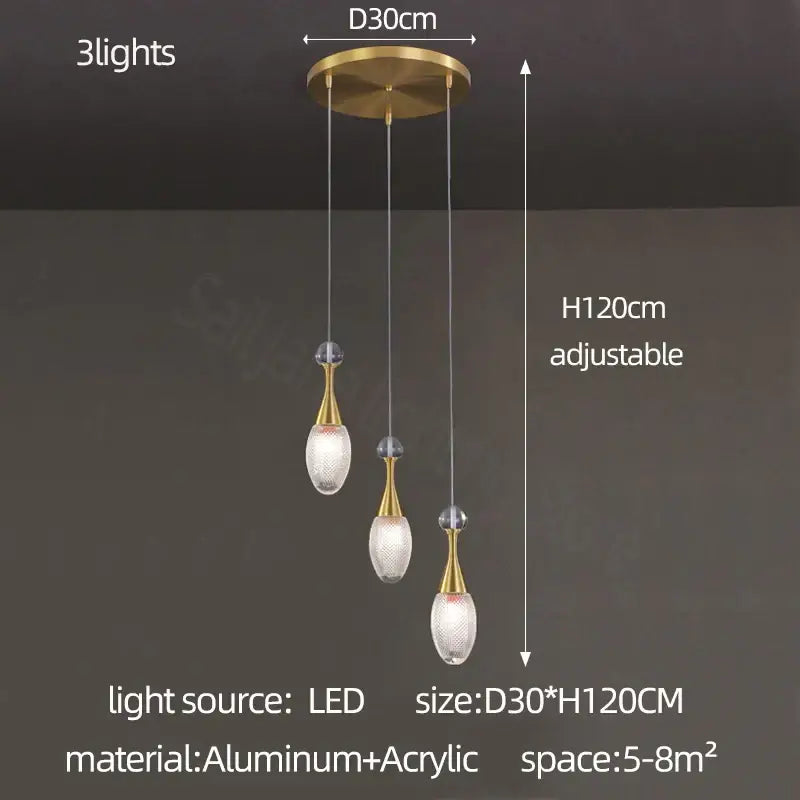 Modern gold teardrop led luxury chandelier for living room