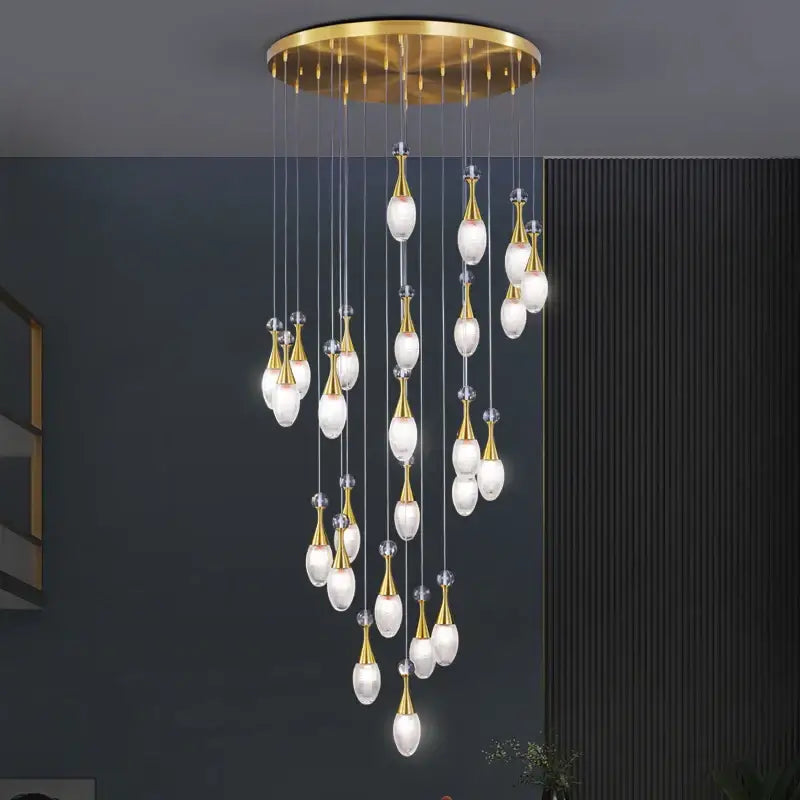 Modern gold teardrop led luxury chandelier for living room
