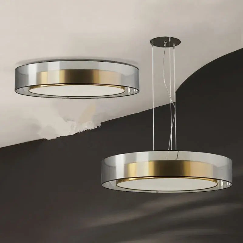 Modern led luxury chandelier circular glass pendant bedroom light