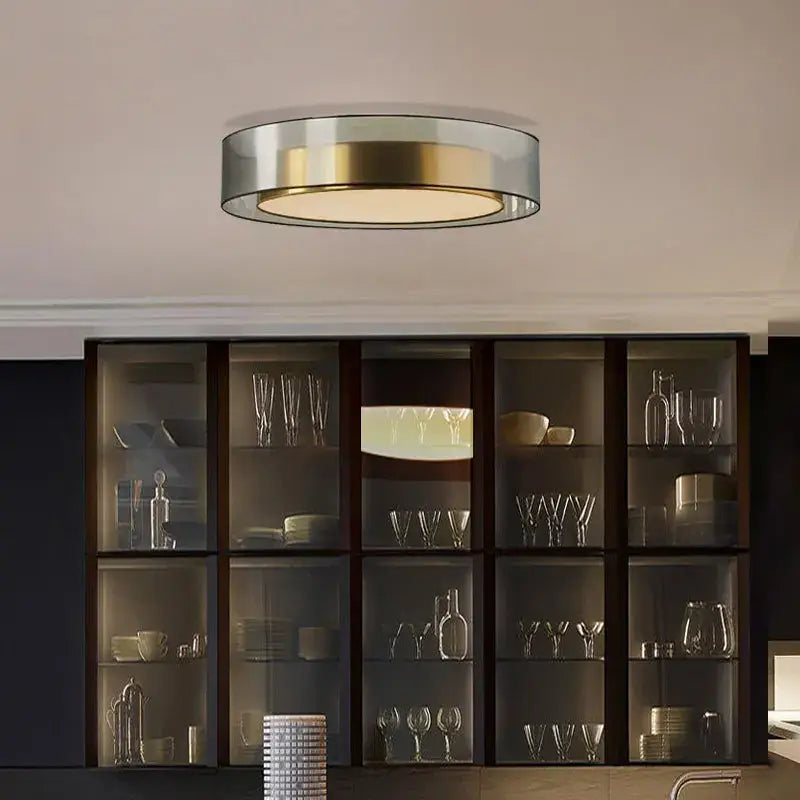 Modern led luxury chandelier circular glass pendant bedroom light