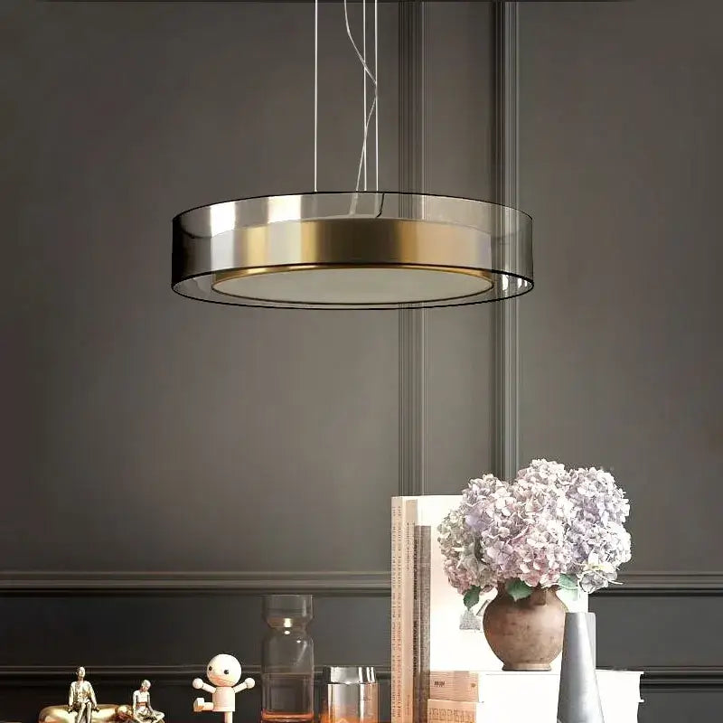 Modern led luxury chandelier circular glass pendant bedroom light
