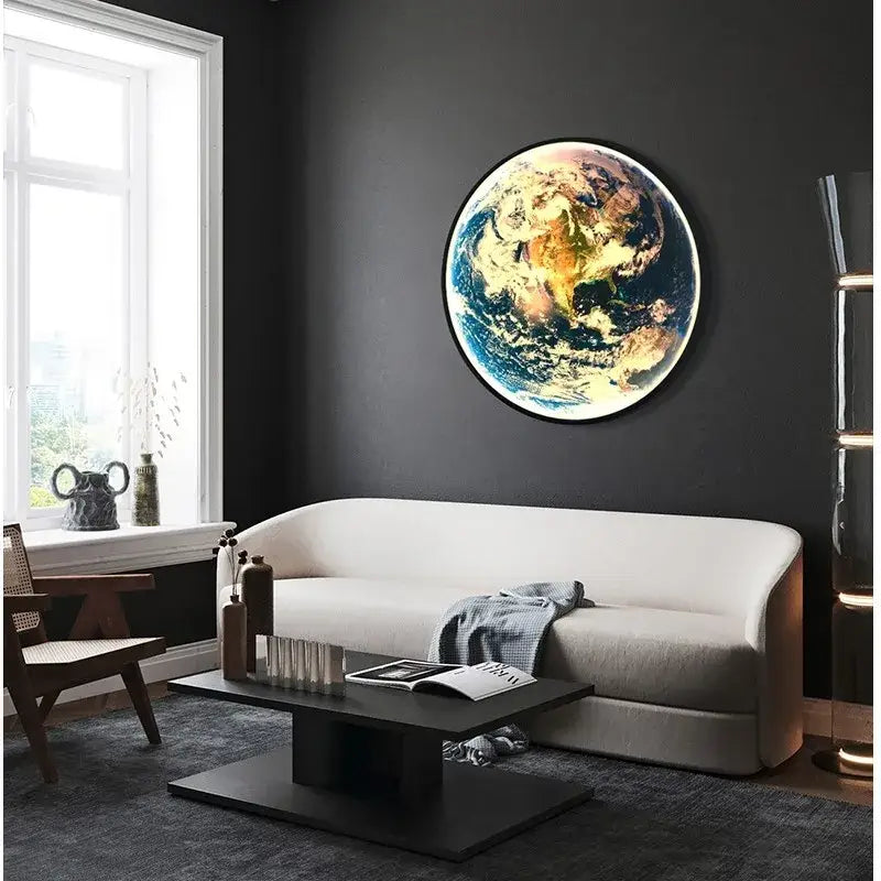 Realistic luxury earth wall lamp for living room art decor