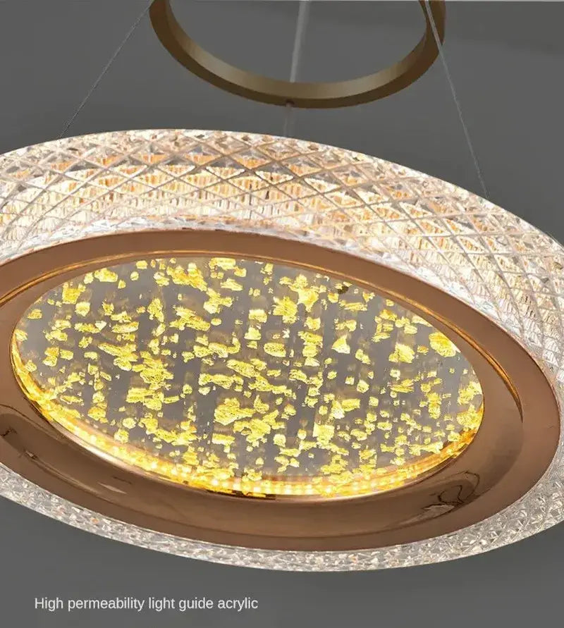 Modern gold & white mesh ring chandelier living room luxury lamp