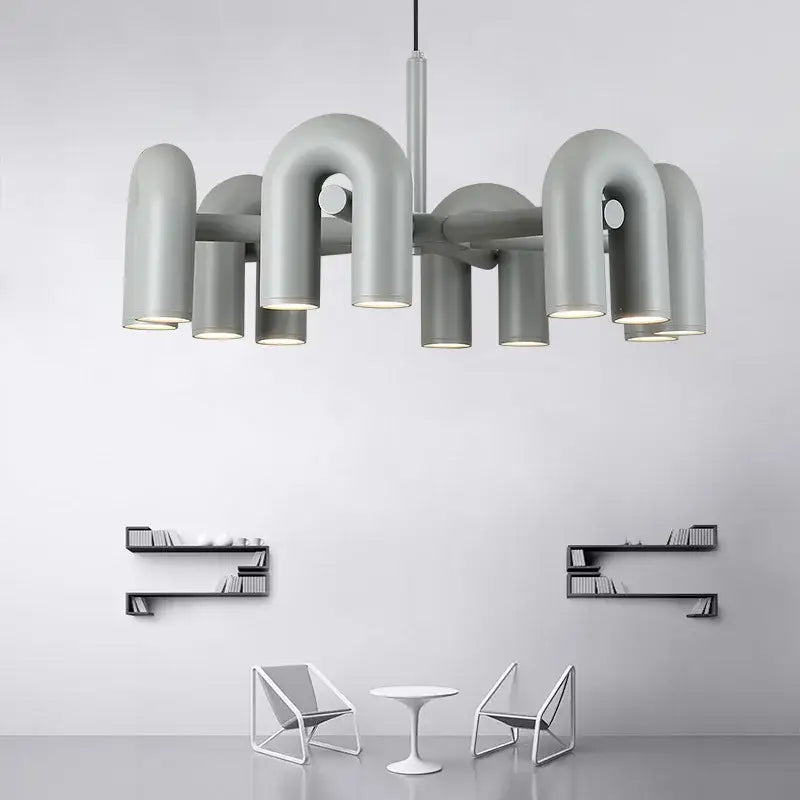 Modern gray led macaron pendant chandelier – dining room u shape light