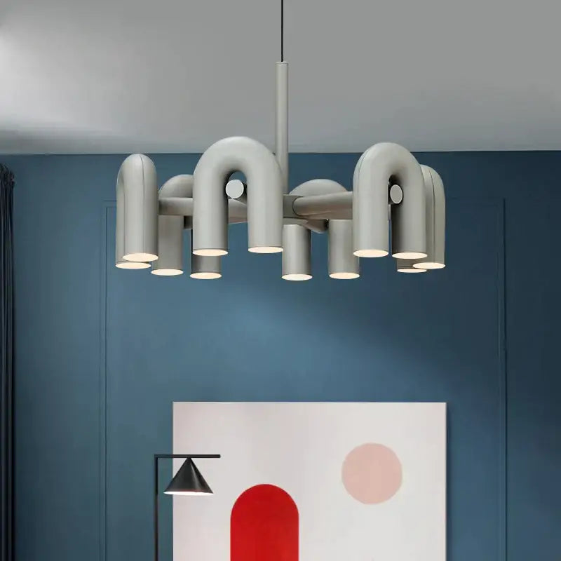Modern gray led macaron pendant chandelier – dining room u shape light