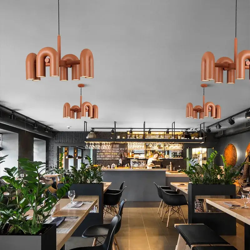 Modern gray led macaron pendant chandelier – dining room u shape light