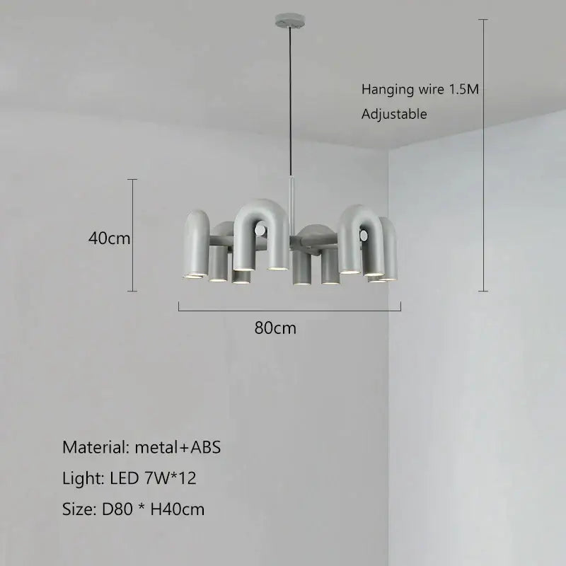 Modern gray led macaron pendant chandelier – dining room u shape light