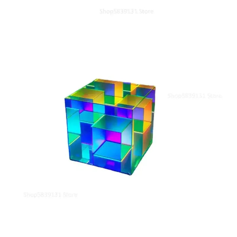Geometric rainbow acrylic led magic cube table lamp bedroom light