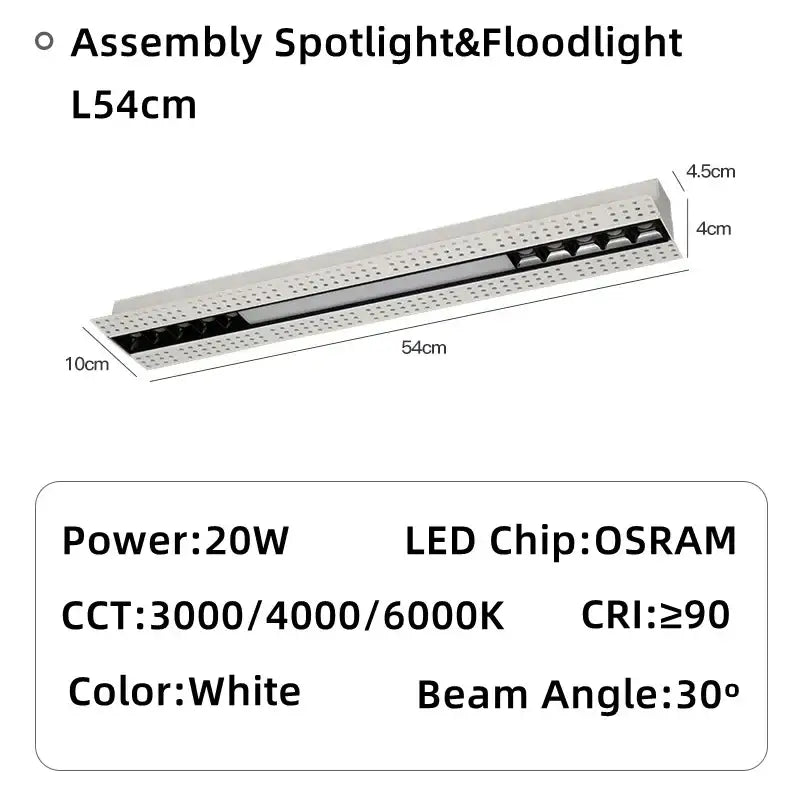 Modern silver and black led magnetic downlight living room linear spot