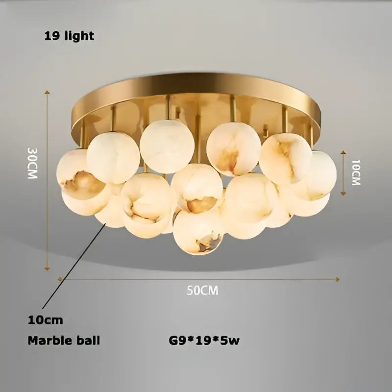 Modern brass led marble balls chandelier dining room pendant light