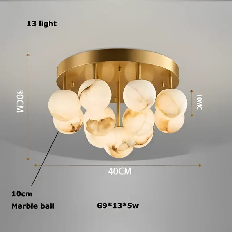 Modern brass led marble balls chandelier dining room pendant light