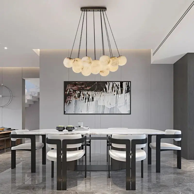 Modern brass led marble balls chandelier dining room pendant light