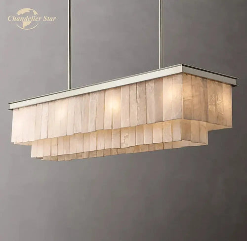 Lustre ambre glace calcite laiton led marbre glace salle à manger
