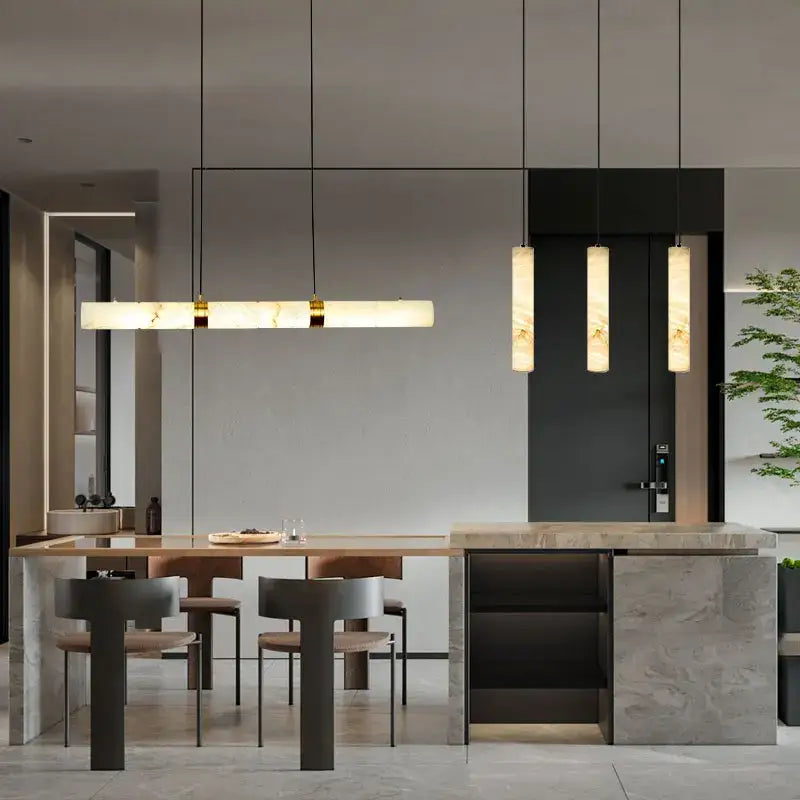 DecorBites™ LED Marble Hanging Lamps - White Alabaster