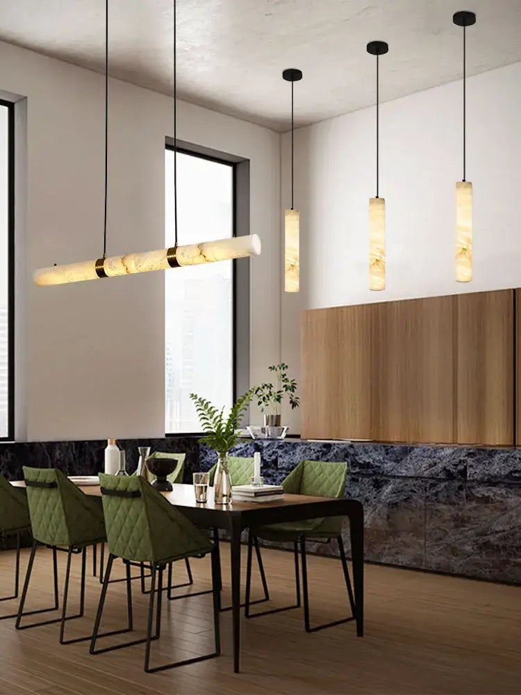 DecorBites™ LED Marble Hanging Lamps - White Alabaster