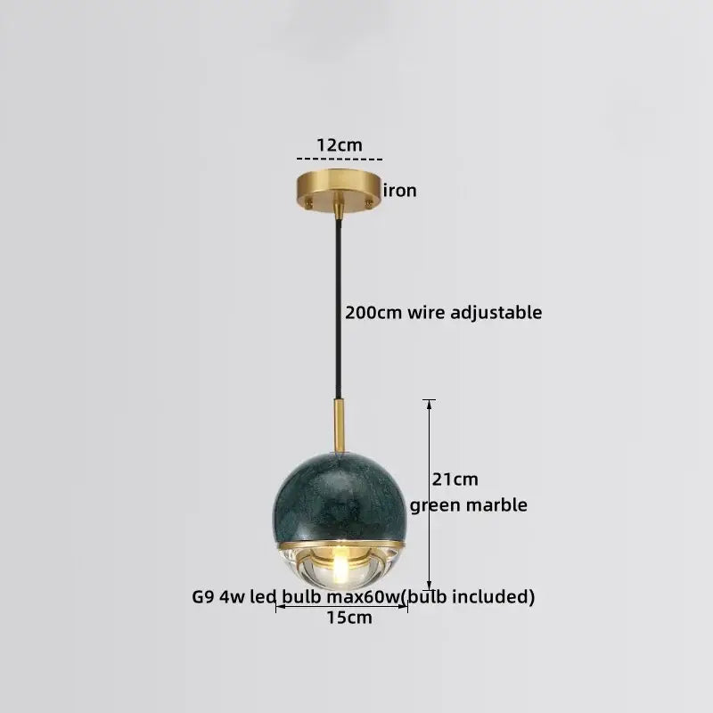 Modern black & white marble led pendant lamp for dining room