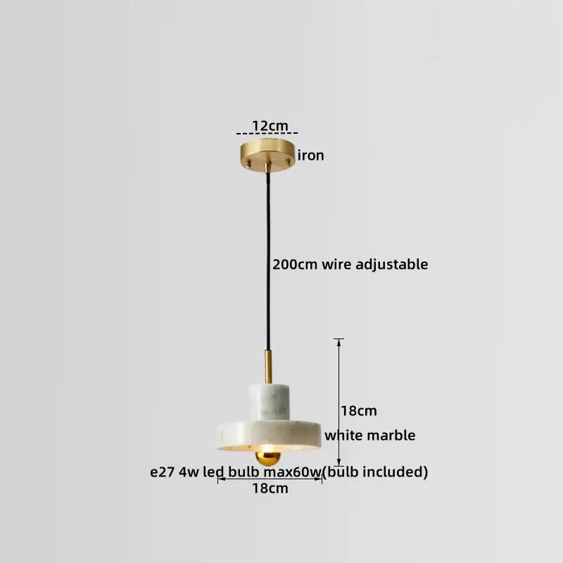 Modern black & white marble led pendant lamp for dining room